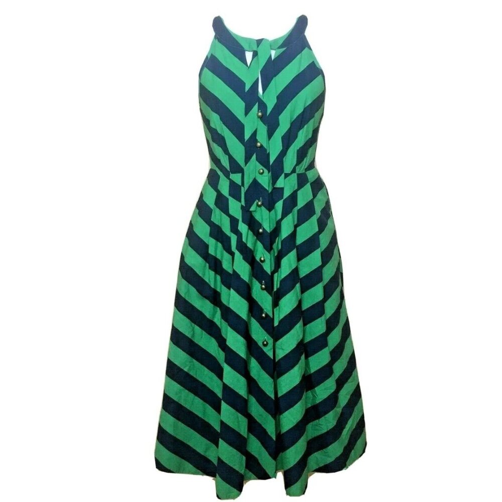 Anthropologie Girls From Savoy Chevron Sun Dress - 100% Cotton Pin Up Girl Style